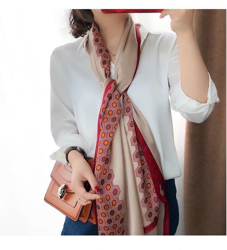 Fashion Everything Casual Lady Temperament Silk Scarf Long Red