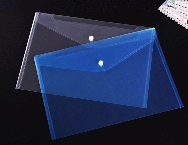 Transparent plastic file bag, A4 large size, snap button, office archives, test papers, materials, resume with soft binding, test papers, examination