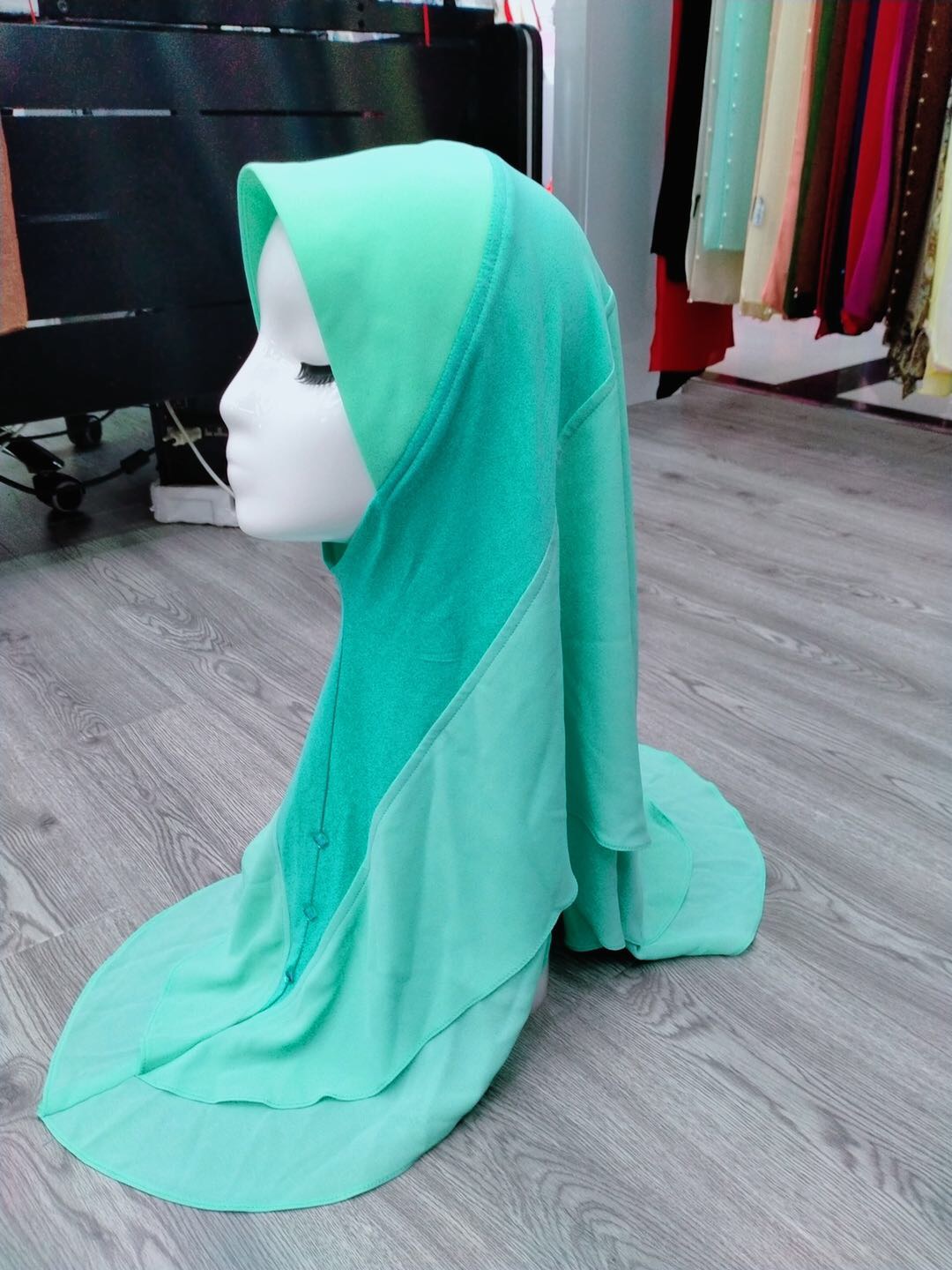Lady Muslim double chiffon diagonal spell M head cover thumbnail