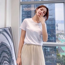 网红T恤短袖女韩版夏季丝光棉纯棉上衣