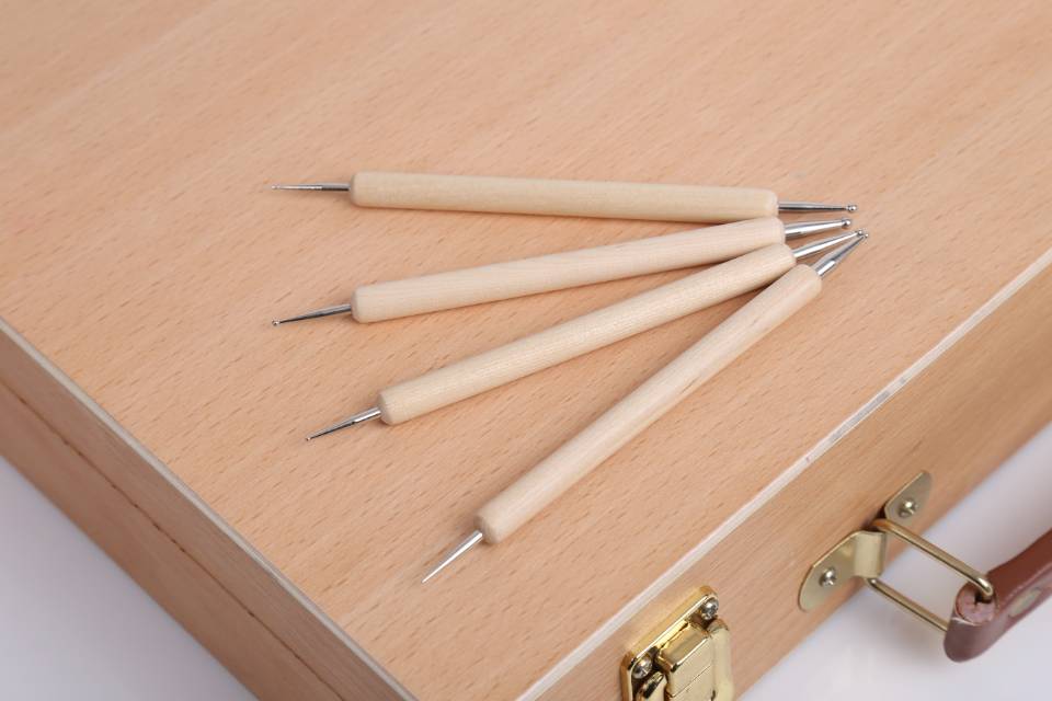 儿童中小学生专用4支压痕工具套装专业陶泥压痕双头木杆套装E0123