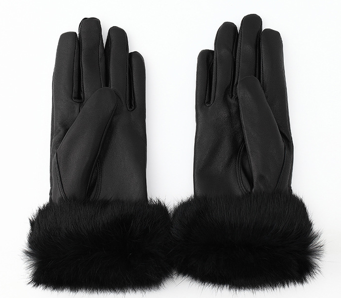 Touch screen rabbit fur genuine leather gloves for women's winter warmth driving gloves factory direct sales, wholesale, processing and customization details Picture