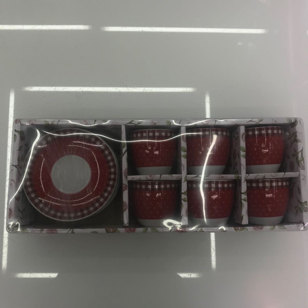 Ceramic Coffee Cup And Saucer Red Gift Box 6 Only For Home Coffee Shop details Picture