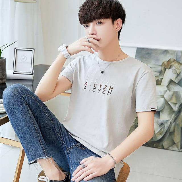 Men's popular logo T-shirt for men's cotton summer men's short sleeve Korean edition loose-fitting students details Picture