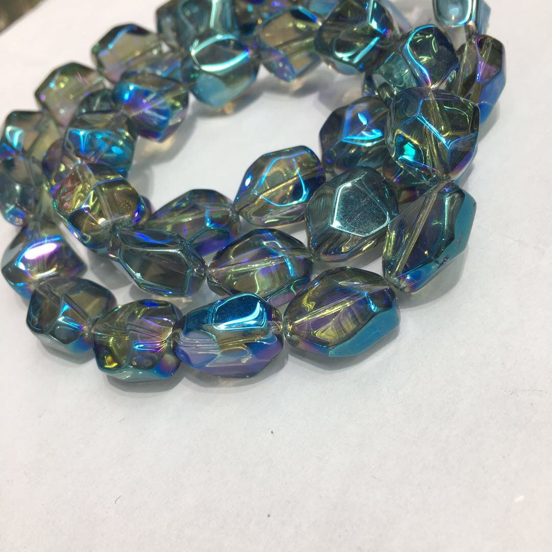 Factory direct sales of DIY semi-finished products, irregular geometric polygonal color foil glass crystal bead chains details Picture