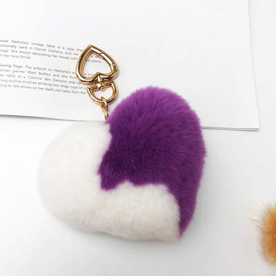 獭兔挂件爱心桃心挂件挂饰毛绒皮草毛球汽车钥匙扣