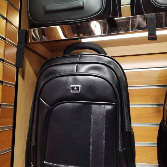 New Pu Leather High-Grade Schoolbag Backpack Leisure Bag Male Bag College Student Computer Bag details Picture