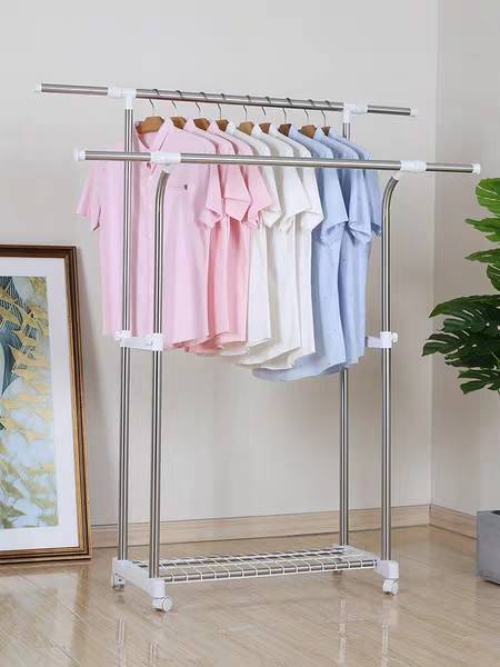 厂家直销晾衣架晾衣杆晒被架可折叠伸缩晾衣杆