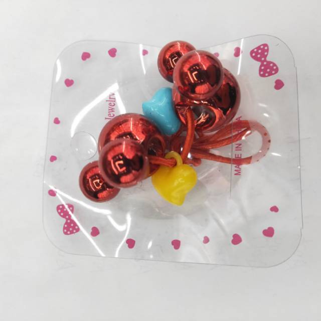 红色韩版新款大珠子糖果色亚克力发绳红色圆球型珠子粗麻花黑色发圈