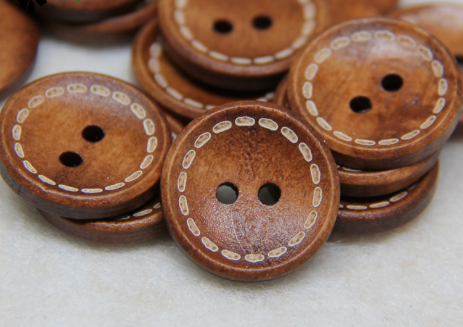 Clothing Accessories Two Eyes Round Wood Button Bowl Button Dotted Line Concave Belly Button Specification drawing