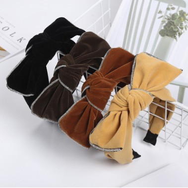 Bow lace hair band Korean version of lady band hair band fashionable flannel decorative hair accessories thumbnail