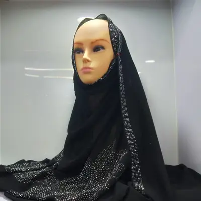 Manufacturers Direct Sales Of Muslim Black Ethnic Style Adult Women's Large Headscarf