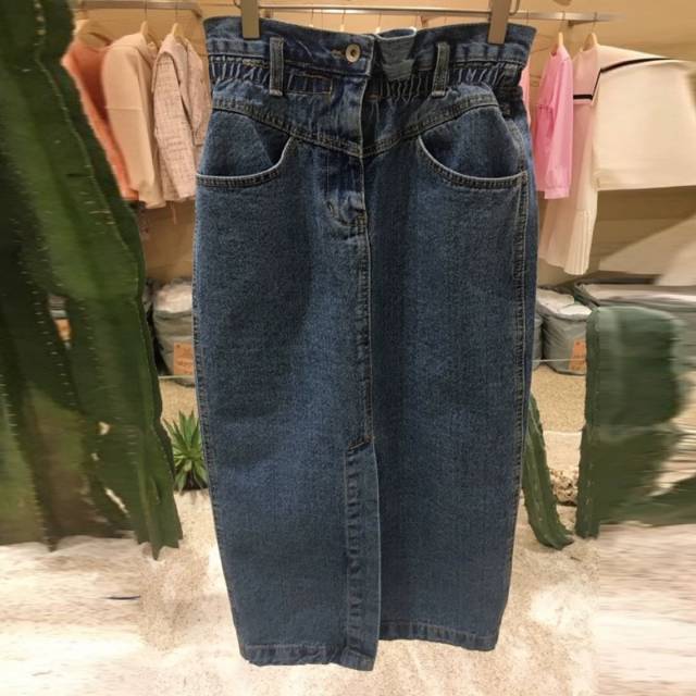 South Korea Dongdaemun women's 2020 spring and summer new Korean version of high-waisted slit wrap hip skirt denim skirt skirt women thumbnail