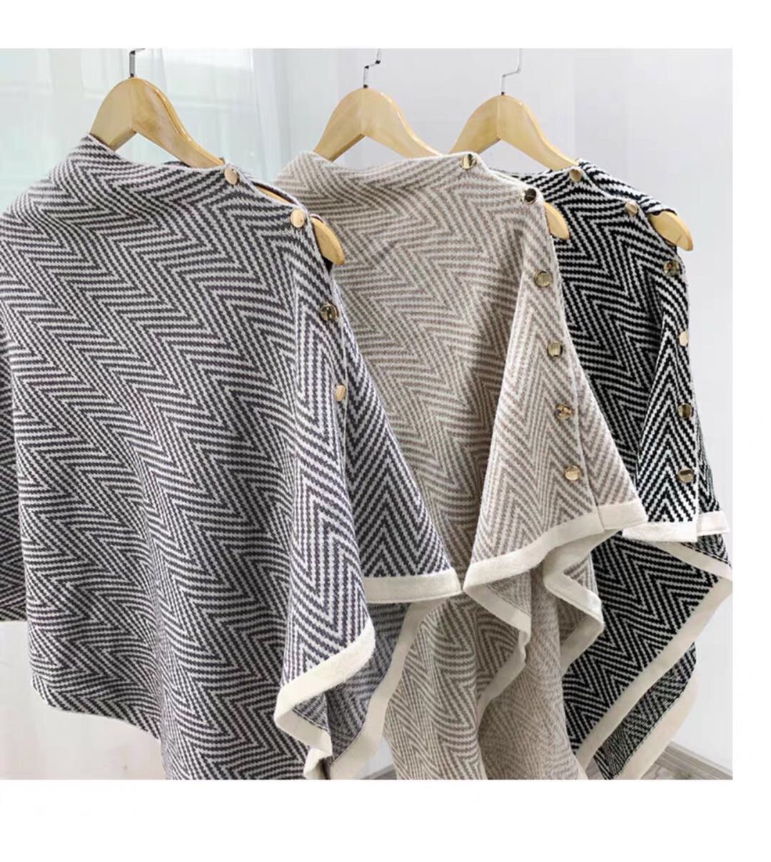 Autumn And Winter Korean Version Of A Long Bib Button Fringe Student Fashion Plaid Scarf Shawl Dual Use