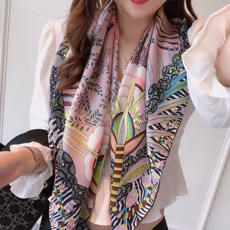 Pink Square Scarf Floral Print Scarf Scarf Shawl details Picture