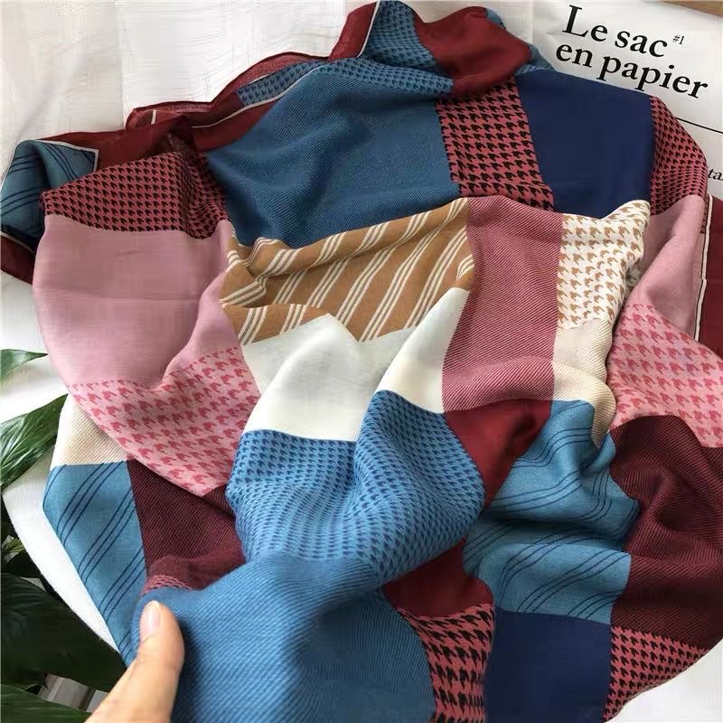 Blue Splicing Scarf Scarf Long Shawl Dual Purpose Extra Long details Picture