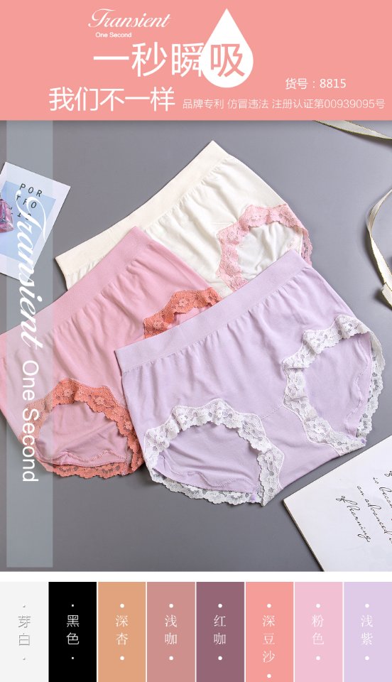 Seamless and fashionable lace underpants for girls, triangle pants Specification image
