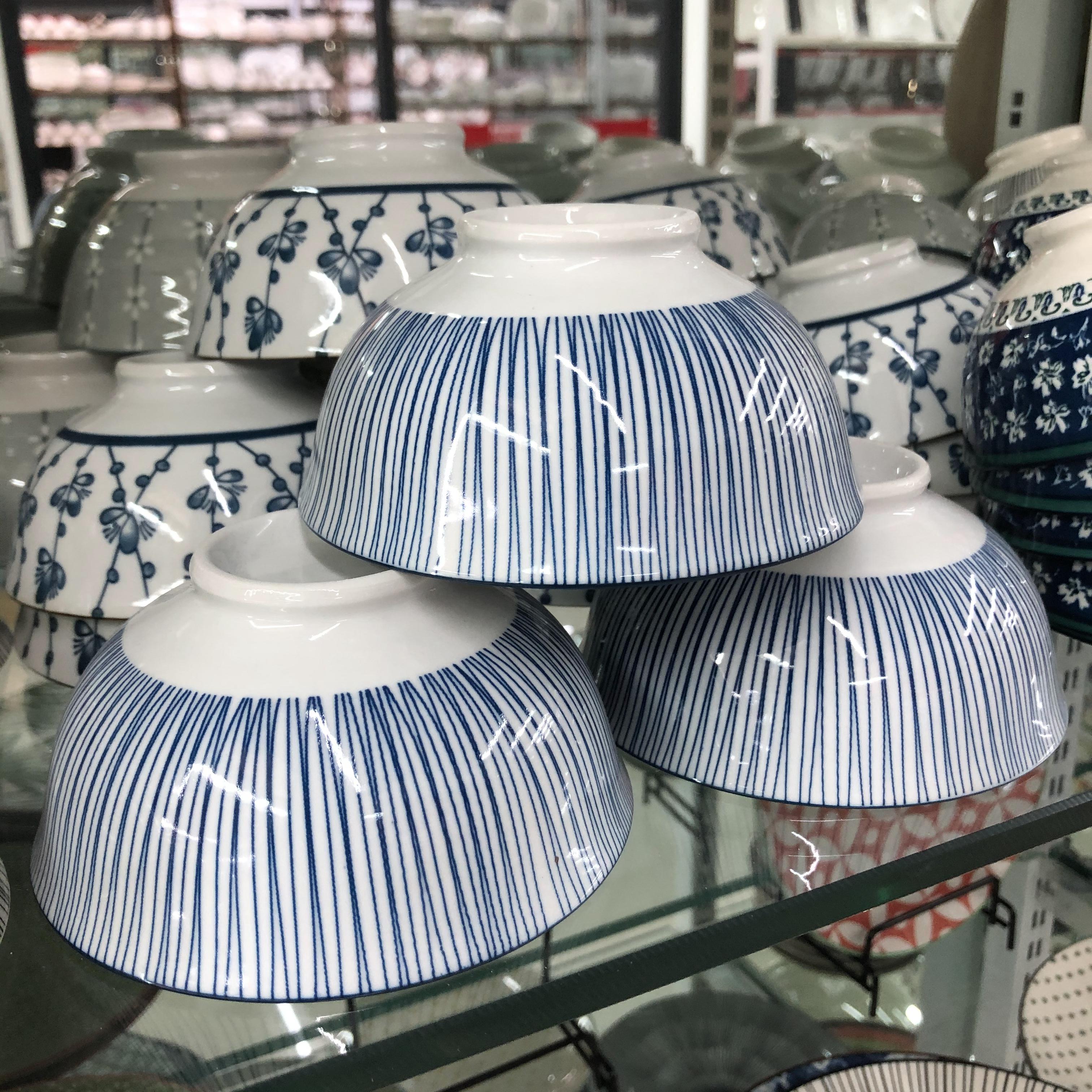 新款厂家直销外贸批发可零售日式创意线条饭碗小碗面碗套装