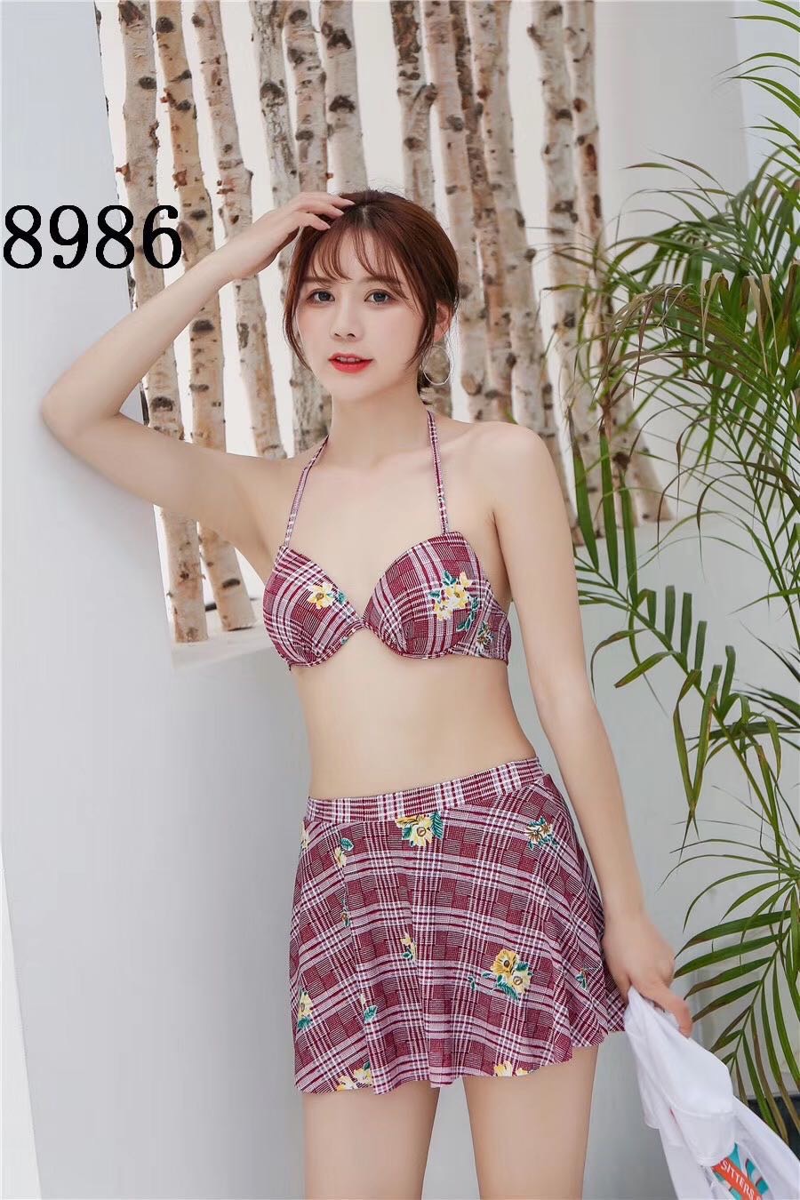 Model No. 8986 Swimsuit Milk Ribbon Steel Bracket Color Navy Blue Red Uniform Code details Picture