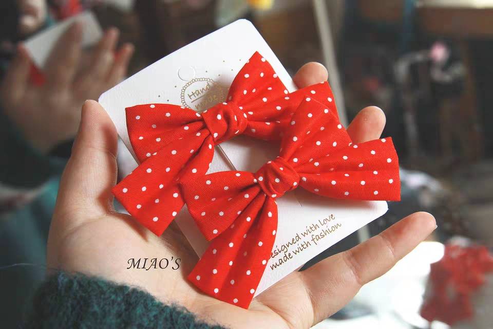 波点蝴蝶结diy儿童创意手工材料彩色蝴蝶结