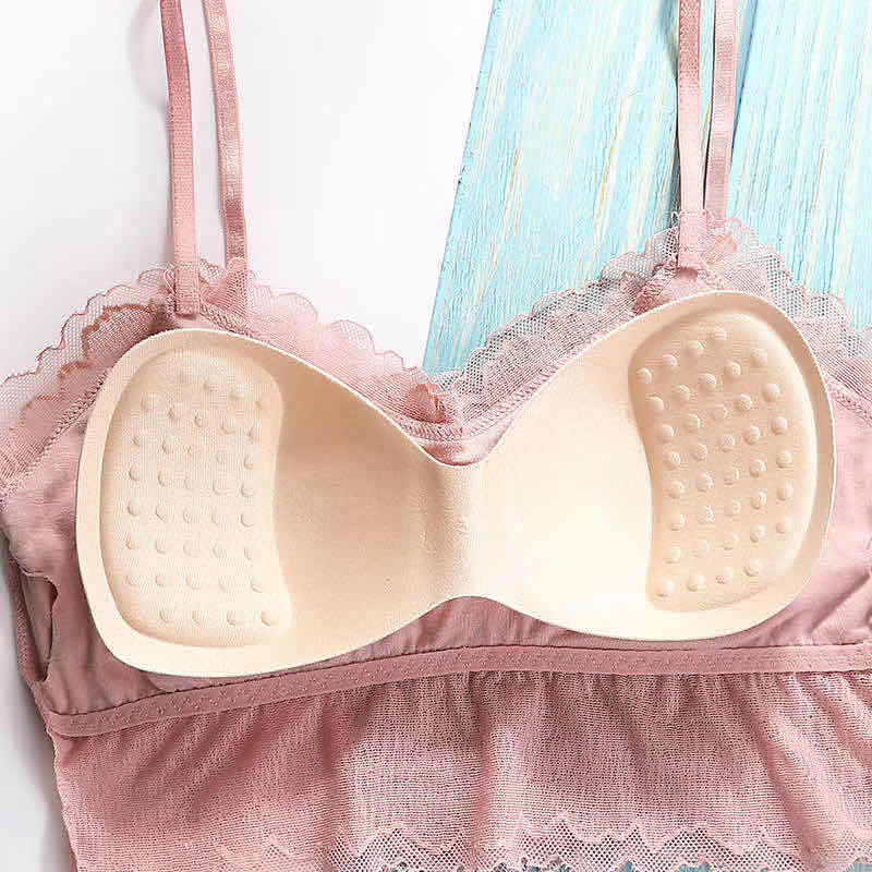 Fairy Gauze Top Lace Edge Sexy Women's Vest Sponge Cushion Summer Explosion Specification drawing