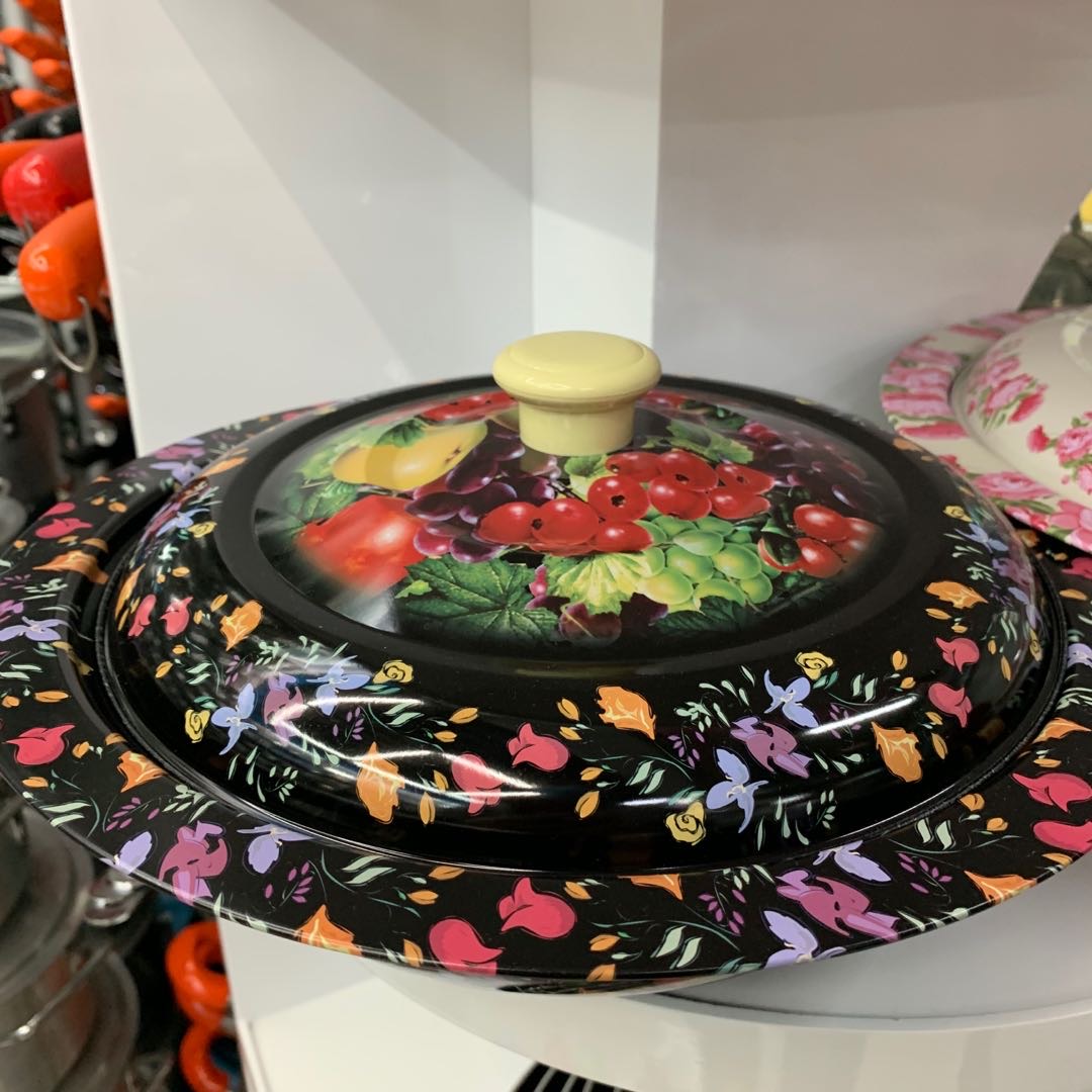 深色不锈钢置物盘花朵盖子