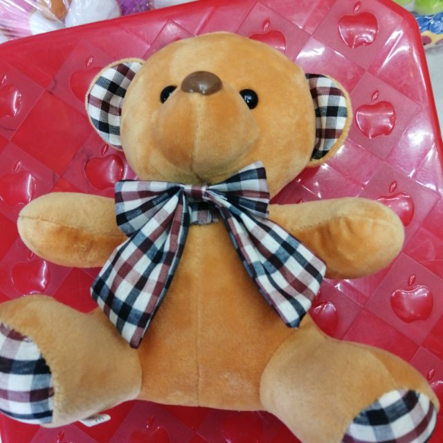 毛绒玩具格子领结熊产品图