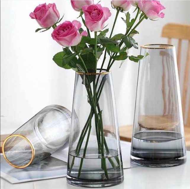 Simple Nordic-style hand-gilded transparent glass vases, creative flower arrangement decorative items, factory direct sales and wholesale