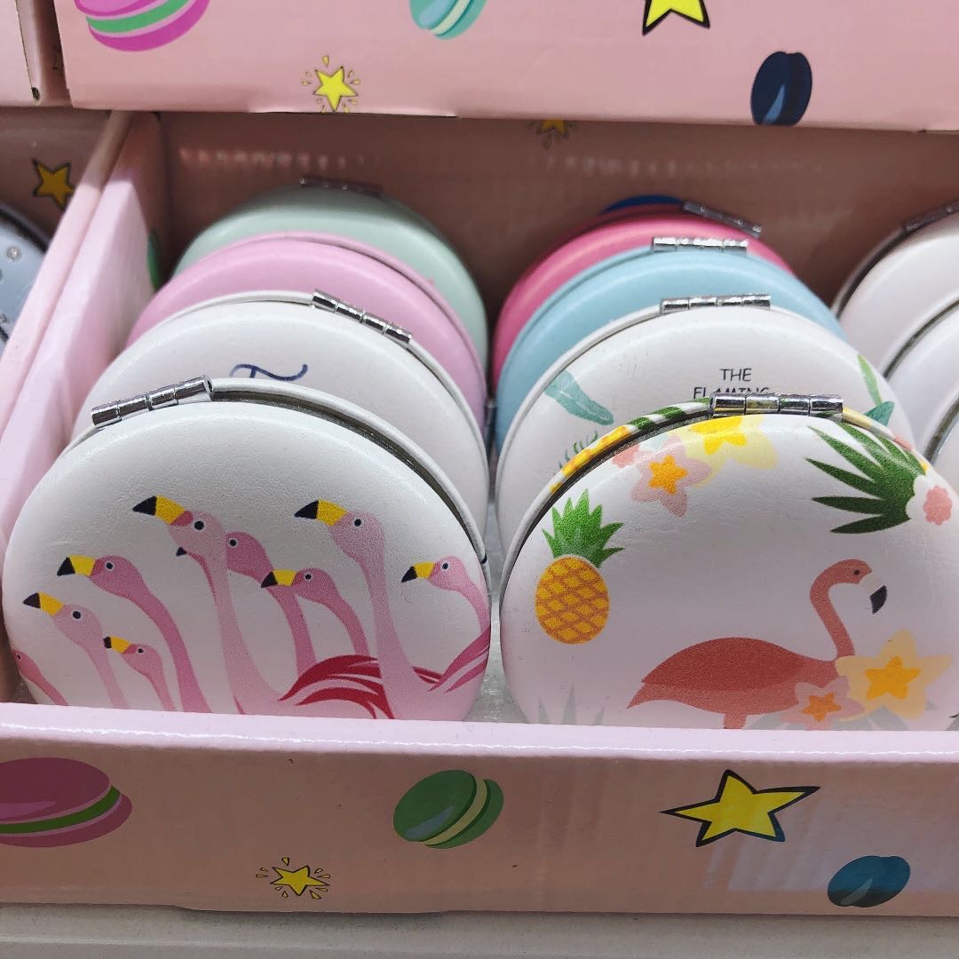 天鹅小镜子女随身ins风简约便携超薄圆形随身镜 迷你小号化妆镜批发