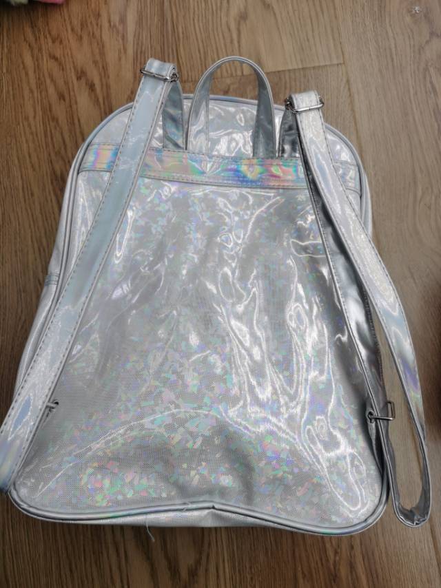 黑色惊喜娃娃半透明防水pu儿童双肩包细节图