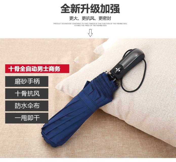 男女商务折叠晴雨伞礼品广告伞定制LOGO加大学生十骨全自动雨伞细节图