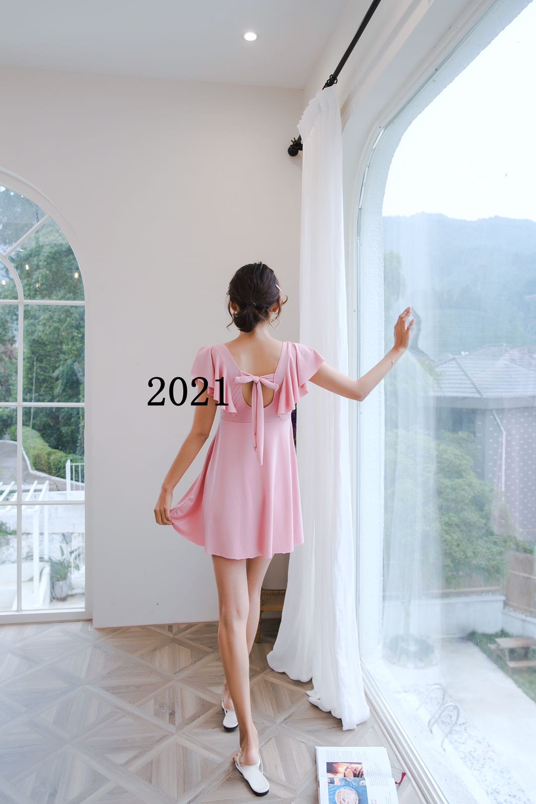 Model 2021 Swimsuit Milk Silk Without Steel Support Pink Blue Black Size Equal Code Specification drawing