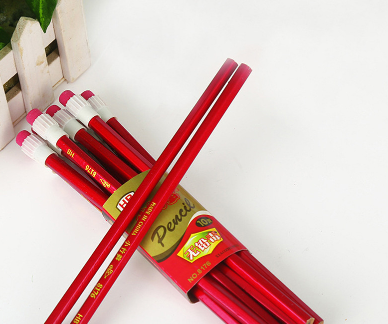 New 10 Waist Seal Flash Paint Big Leather Classic Wooden Pencil With Rubber Easy Roll Manufacturers Direct Sales details Picture