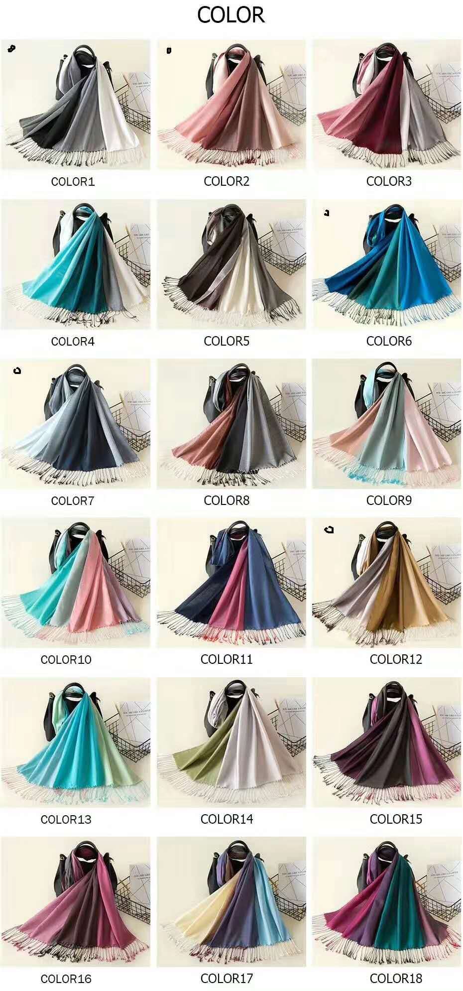 Women's Fashion Trend With Classic Tassel Two-Tone Silk Shawl Shawl