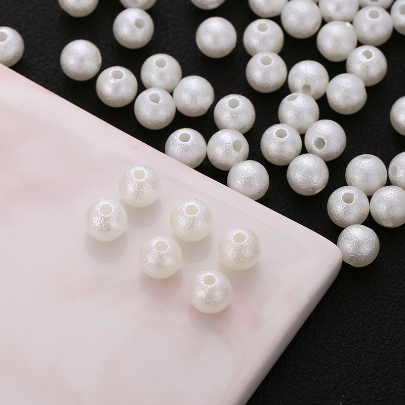 ABS plastic imitation pearl straight-hole jewelry accessories with frosted wrinkles and cracks effect Specification image