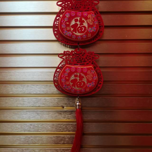 New Year Spring Festival Chinese Knot Money Bag Fu Character Three-Dimensional Money Bag Five Fu String Fringe Pendant Decorative Supplies Flannelette Printed Chinese Knot Specification drawing