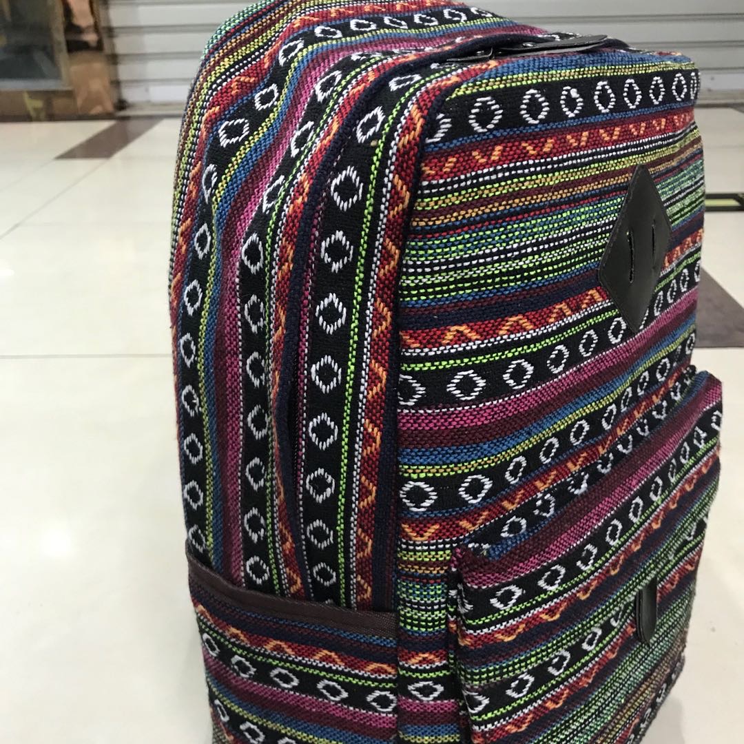 A casual and fashionable striped ethnic style backpack for foreign trade details Picture
