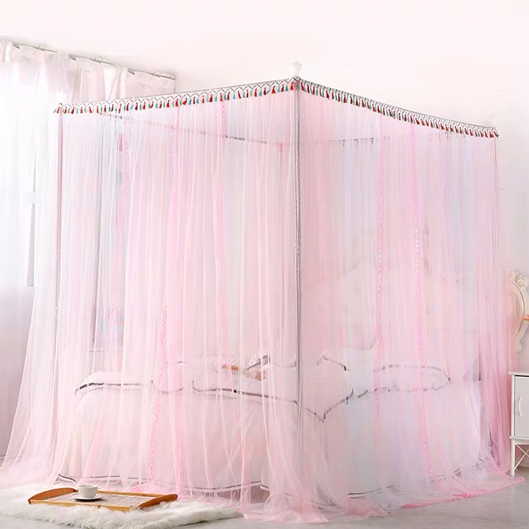 新款粉白色美少女心公主风蚊帐网纱床幔1.5m床上用品1.8米漂亮0.9详情图2