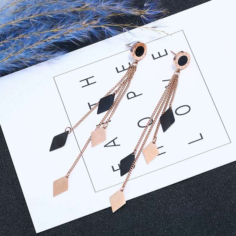 日韩新款耳饰气质时尚长款耳环保色防过敏耳坠耳环细节图