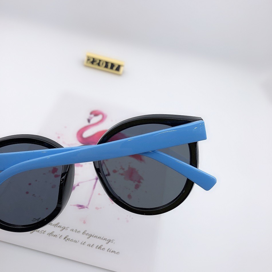 新品时尚可爱儿童太阳镜墨镜彩色小圆框偏光镜潮童蓝色22017产品图