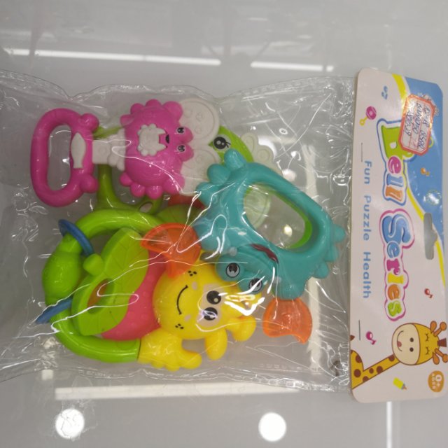 厂家直销塑料青蛙动物类婴儿摇铃益智玩具套装