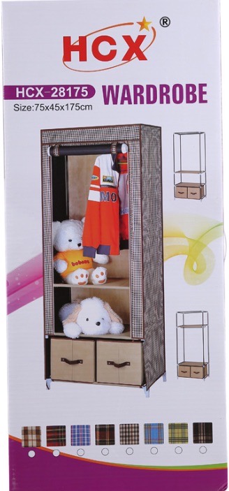 简易布衣柜收纳布衣橱鞋架28175格子布衣柜