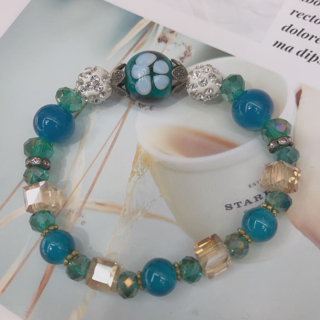 Fashion classic blue crystal soft pottery temperamental bracelet personality versatile fashion bracelet Specification drawing