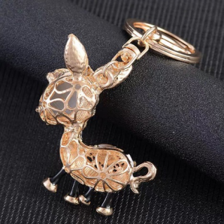 Korean creative gifts: cat's eye stone, little donkey, exquisite water diamond crystal, car key chain, women's bag pendant, key chain details Picture