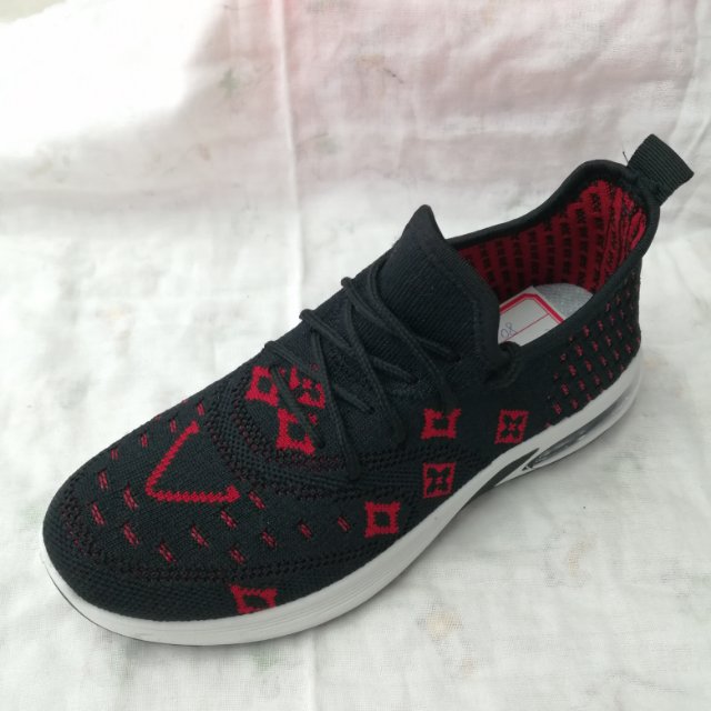 碎花点条纹系带春秋新款跑步鞋透气飞织百搭女士休闲鞋图