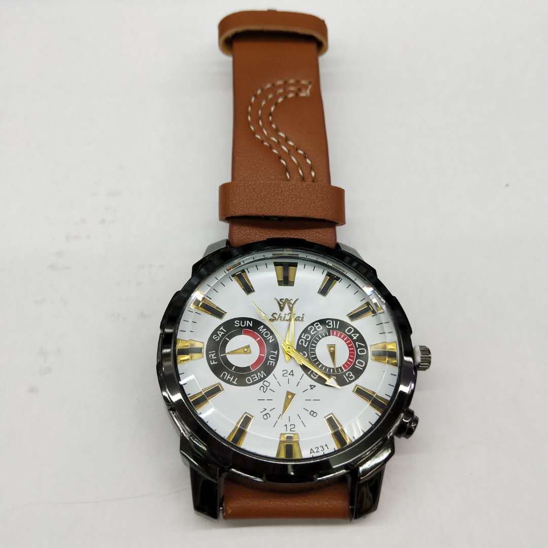 Men's leather belt casual sport watch quartz watch thumbnail