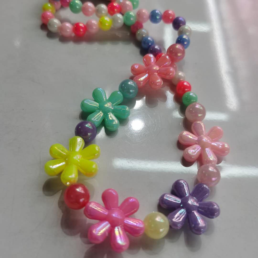 Korean-style fashionable children's colorful bead jewelry flower necklace Specification image