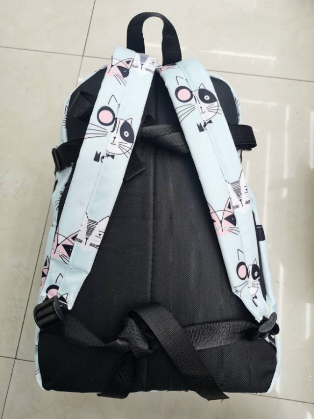 猫猫淡蓝功能大容量帆布防水包细节图