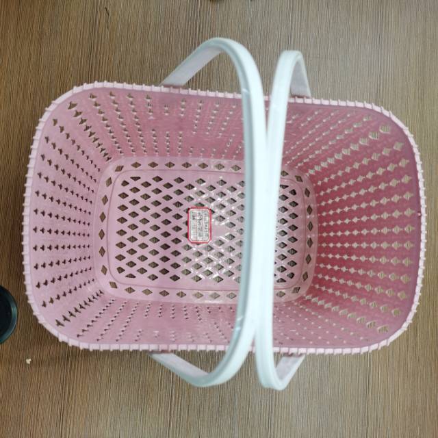 Pink with handle supermarket handle basket Shopping blue son thick shopping basket Shopping basket Plastic frame fruit basket