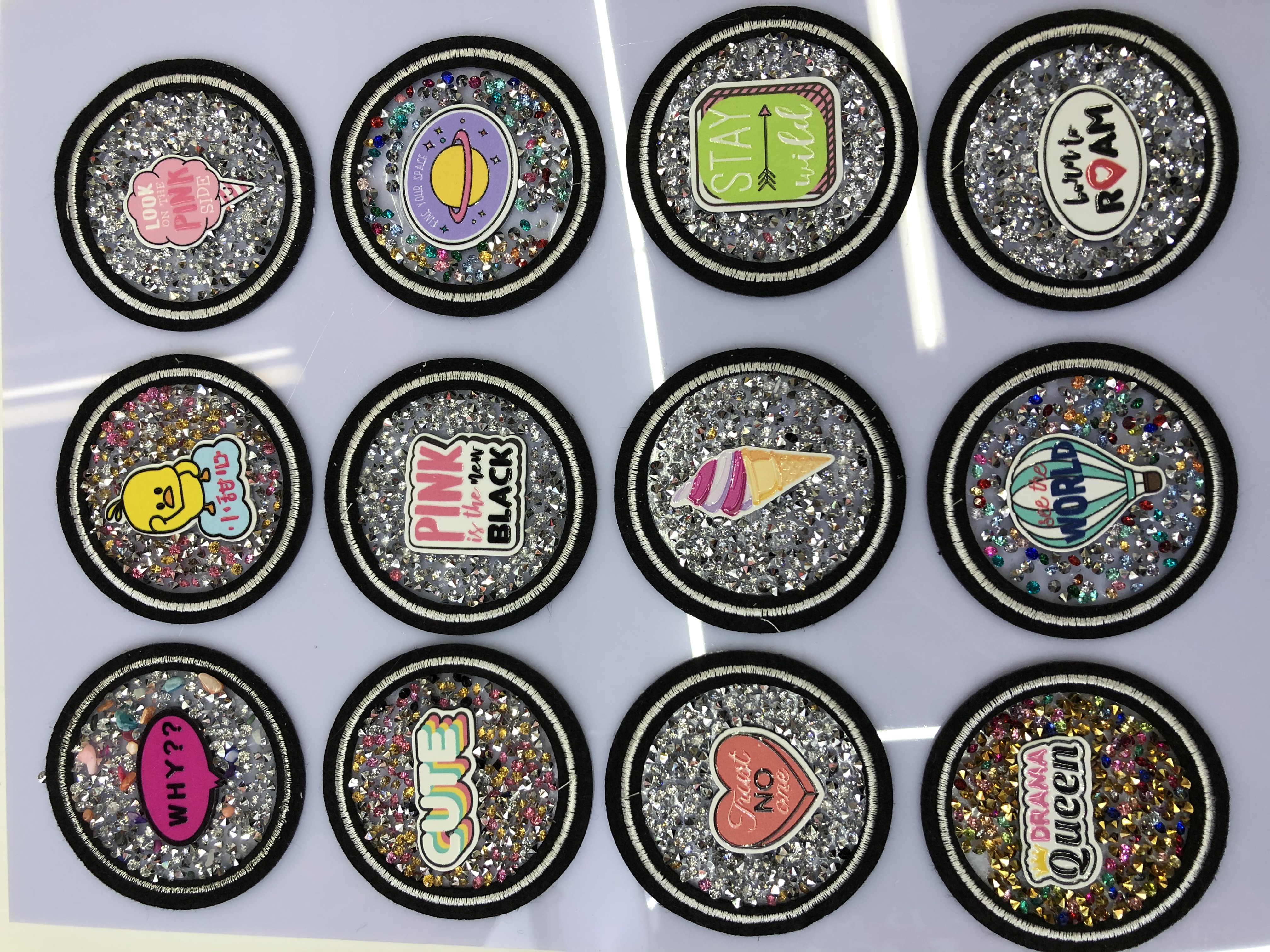Embroidered Lettering Inlaid Diamond Rubber Mesh Series Hot Drawing Hot Drawing Clothing Accessories Decorative Accessories details Picture
